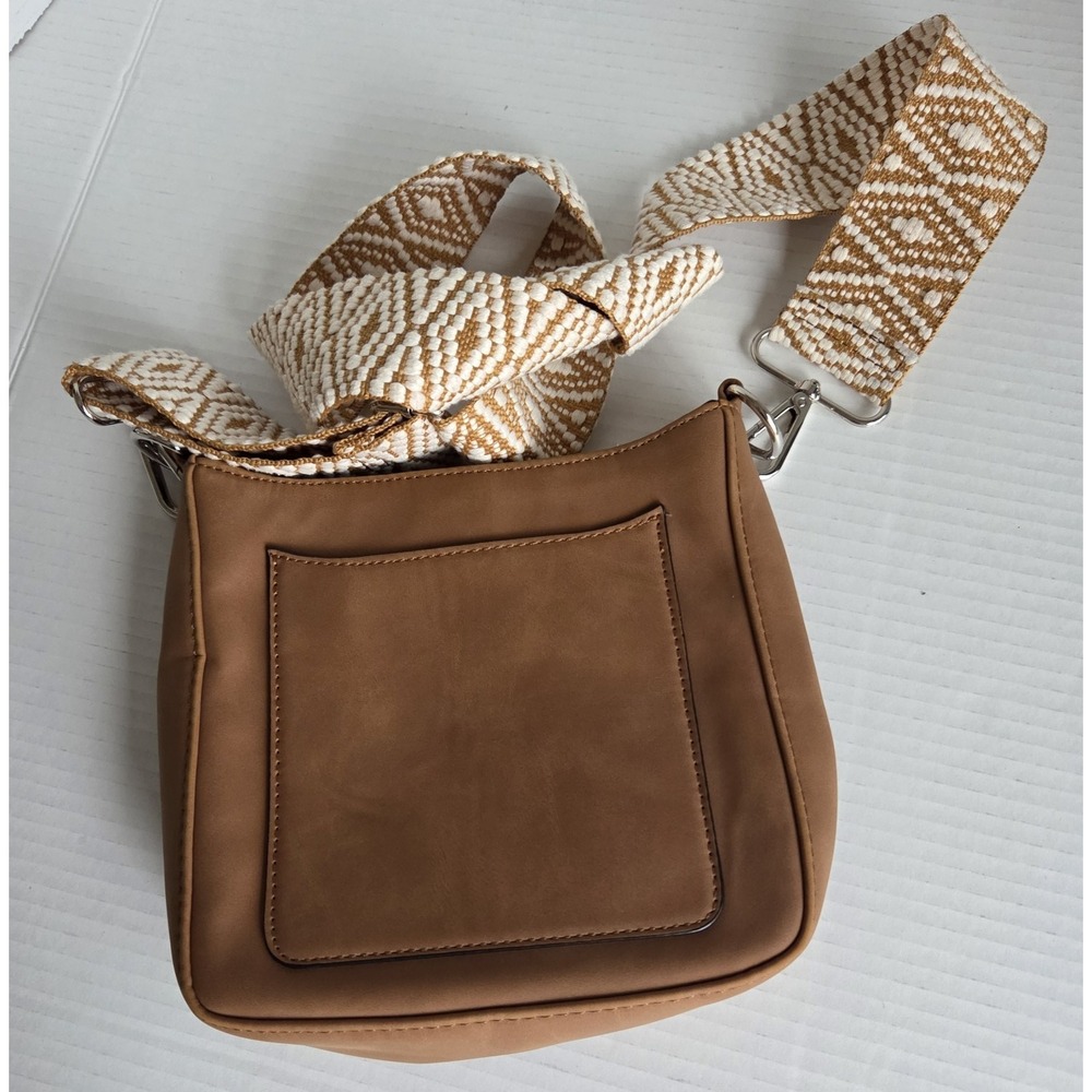 K‎ Carroll Accessories Crossbody Bag Chocolate Faux Suede Guitar Strap RFID